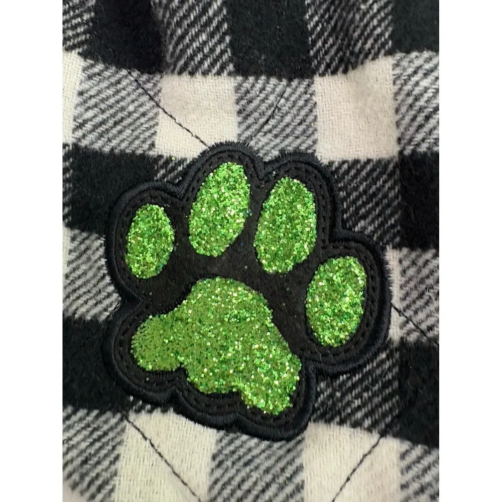 Paw pet Christmas , buffalo, black and white checkered Christmas stockings